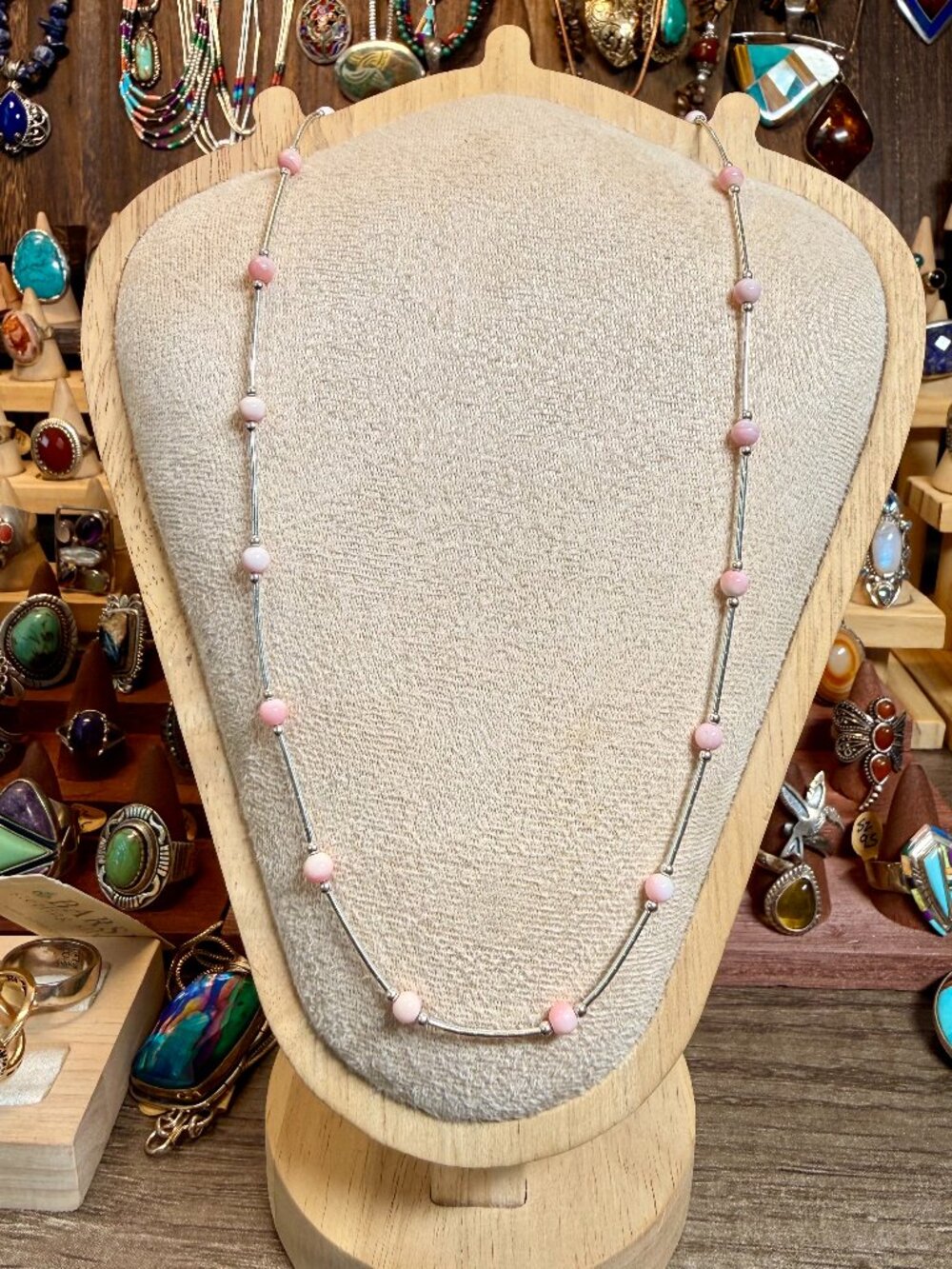 Pink Conch liquid silver necklace